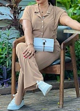 Fashion Casual Lapel Short-Sleeved Shirt And Trousers For Women Two-Piece Suit