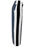 Fashionable Leopard Print Straight Washed Denim Pants