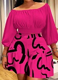 Large Size Pleated Long-Sleeved Top Fluffy Shorts Casual Two-Piece Suit