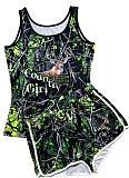 Sexy Tight Printed Vest Shorts Two Piece Suit For Women
