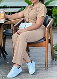 Fashion Casual Lapel Short-Sleeved Shirt And Trousers For Women Two-Piece Suit