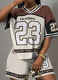 V-Neck Letter Print Casual Fashion Rugby Basketball Women'S Two-Piece Suit