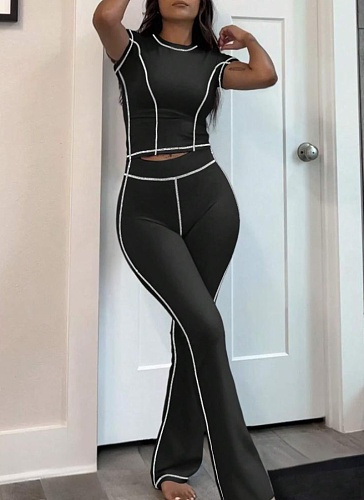 New Tight Sports Short-Sleeved Top And Long Pants Yoga Two-Piece Suit