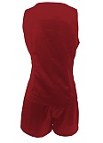 Fashion Sexy Slim Fit Button Vest Shorts Ladies Two Piece Set