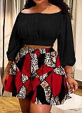 Large Size Pleated Long-Sleeved Top Fluffy Shorts Casual Two-Piece Suit