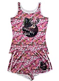 Sexy Tight Printed Vest Shorts Two Piece Suit For Women