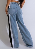 Fashionable Leopard Print Straight Washed Denim Pants