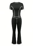 New Tight Sports Short-Sleeved Top And Long Pants Yoga Two-Piece Suit