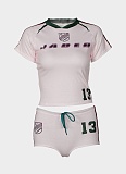 Sports Fashion Slim Fit Letter Print Short-Sleeved Top And Shorts Two-Piece Set