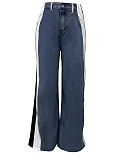 Fashionable Leopard Print Straight Washed Denim Pants