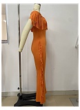 Summer New Style One-Line Collar Short Sleeve Tassel Jumpsuit
