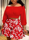 Large Size Pleated Long-Sleeved Top Fluffy Shorts Casual Two-Piece Suit