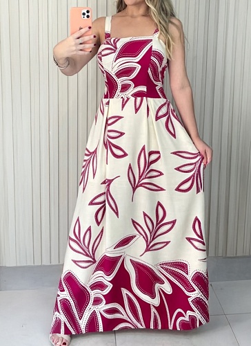 Women's Resort Print Casual Sleeveless A-Line Dress