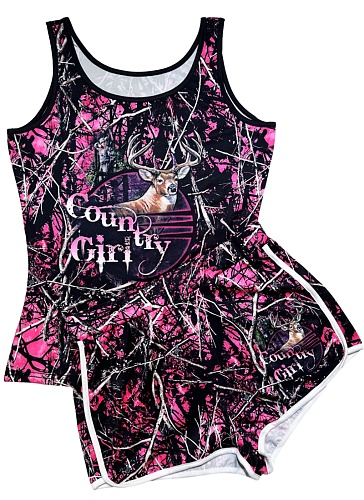 Sexy Tight Printed Vest Shorts Two Piece Suit For Women
