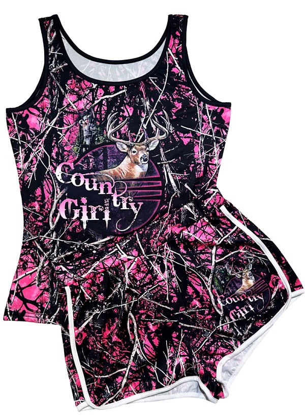 Sexy Tight Printed Vest Shorts Two Piece Suit For Women