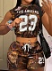 Fashionable And Casual Elastic Waist Top With Tree Branch Print Shorts Two-Piece Set