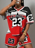 V-Neck Letter Print Casual Fashion Rugby Basketball Women'S Two-Piece Suit