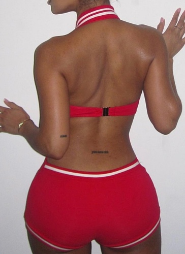 Fashion Sexy Hot Girl Sleeveless Solid Color Backless Halter Neck Jumpsuit Shorts