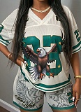 V-Neck Letter Print Casual Fashion Rugby Basketball Women'S Two-Piece Suit