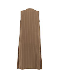 Fashion Sleeveless Vest Gradient Shorts Cardigan Long Coat Three-Piece Suit