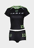 Sports Fashion Slim Fit Letter Print Short-Sleeved Top And Shorts Two-Piece Set