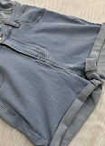Light Blue Tube Top Cardigan Button Denim Jumpsuit