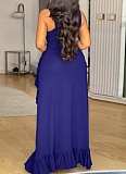 Sexy Temperament Ruffled V-Neck Hollow Large Size Dress