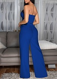 Sexy Color Matching Wrap Chest Vest Straight High Waist Wide Leg Trousers Two Piece Suit For Women