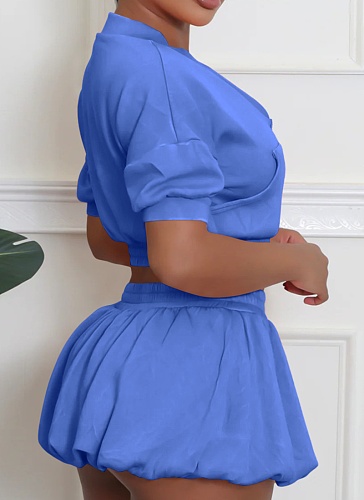 Fashionable Casual Exposed Cardigan Top Short Skirt Sports Two-Piece Suit