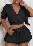 Fashionable Casual Exposed Cardigan Top Short Skirt Sports Two-Piece Suit