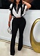 Fashionable And Casual Elastic Waist Stitching Contrast Color Sports Two-Piece Suit