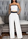 Sexy Color Matching Wrap Chest Vest Straight High Waist Wide Leg Trousers Two Piece Suit For Women