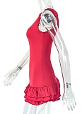 Slim Fit Personality Pleated Sleeveless Round Neck Solid Color Dress