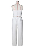 Sexy Color Matching Wrap Chest Vest Straight High Waist Wide Leg Trousers Two Piece Suit For Women