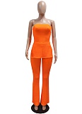 Fashionable Women'S Tube Top Wide-Leg Pants Two-Piece Suit