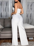 Sexy Color Matching Wrap Chest Vest Straight High Waist Wide Leg Trousers Two Piece Suit For Women