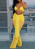 Spring And Summer Halter Neck Waist-Baring Mesh Yarn See-Through Jumpsuit