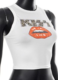 Spring and Summer Letter Lips Printed Short Vest