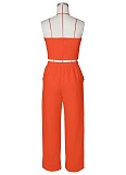 Sexy Color Matching Wrap Chest Vest Straight High Waist Wide Leg Trousers Two Piece Suit For Women