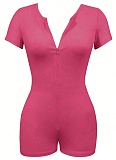 New Zipper Short Sleeve Fitness Tight Sports Jumpsuit For Women
