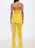 Spring And Summer Halter Neck Waist-Baring Mesh Yarn See-Through Jumpsuit