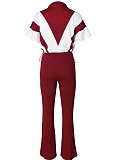 Fashionable And Casual Elastic Waist Stitching Contrast Color Sports Two-Piece Suit