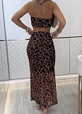 Summer New Leopard Print Sexy Wrap Chest Mesh Dress