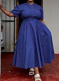 Summer Short Sleeve V Neck Bohemian Polka Dot Printed Oversized Dress