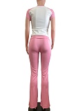 Spring And Summer Contrast Color Casual Sports Yoga Pants Two-Piece Suit For Women