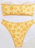 Blue and White Porcelain Print Bandeau Sexy Bikini Swimsuit Set