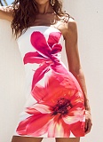 New Floral Print Tube Top Short Hip Dress