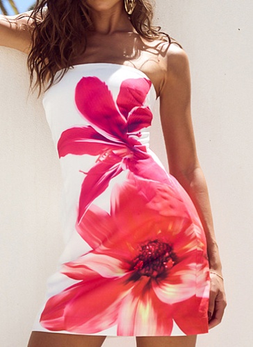 New Floral Print Tube Top Short Hip Dress