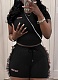 Sexy Slim Short Embroidered Top High Waist Tassel Shorts Two-Piece Set