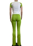 Spring And Summer Contrast Color Casual Sports Yoga Pants Two-Piece Suit For Women